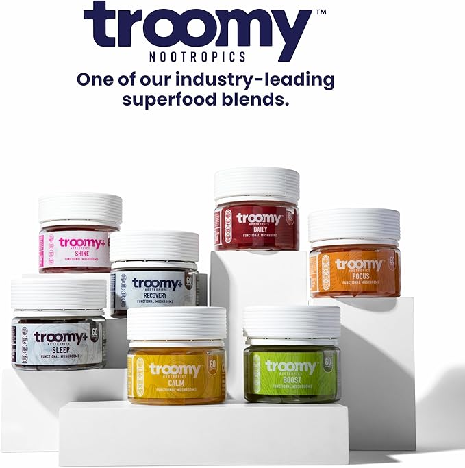 Troomy Recovery Gummies - Ashwagandha and Reishi Mushrooms for Peak Performance - Gelatin-Free, Gluten-Free, Vegetarian - 30 Count