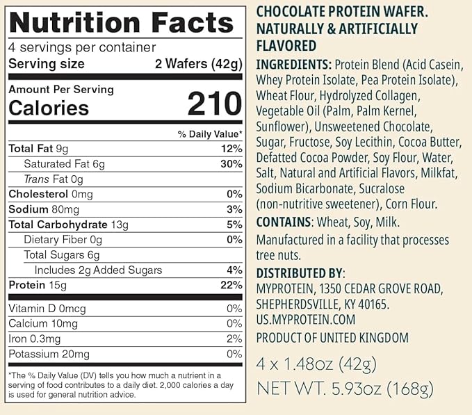 Myprotein Crispy Protein Wafers | 15g Protein | Box of 10 | Chocolate Raspberry | High Protein Snack Bar | Milk & Whey Isolate | Low Sugar