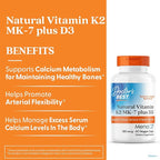 Doctor's Best Natural Vitamin K2 MK-7 Plus D3 - VIT D3 and K2 MK7 Supplement for Men & Women, Supports Tissue, Artery, & Bone Health, Non-GMO, Gluten Free, Soy Free, Vegetarian - 60 Veg Caps