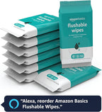 Amazon Basics Flushable Adult Toilet Wipes, Fragrance Free, 42 Count (Pack of 8) (Total 336 wipes) (Previously Solimo)