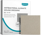 Dimora Upgrade 10 Packs Silver Antibacterial Alginate Wound Dressing Pads，Non-Stick Sterile Gauze，Highly Absorbent & Comfortable，4'' x 4'' Patches
