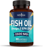 NEW AGE Omega 3 Fish Oil 2500mg Supplement Non GMO - EPA, DHA Fatty Acids Gluten Free (180 Softgels (Pack of 2))