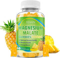 Magnesium Malate Gummies 1000mg, Chewable Magnesium Malate Supplements with CoQ10, L-Theanine & Vitamin B6 for Energy Boost & Muscle Health, Sugar-Free/Vegan, Pineapple Flavor 60 Count