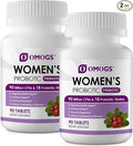 OMOGS 2PCS Women's Probiotic, with Cranberry Extract, Organic Prebiotics & Vitamin C, 90 Billion CFUs,18 Strains, Help for Boost Immune, Digestive, Gut Health & Women's Health,180 Tablets