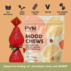 PYM Berry Mood Chews Support for Stress, Worry & Overwhelm, 60 Count | 130mg GABA, 90mg L-Theanine | Vegan,Non-GMO, Gluten-Free,No Added Sugar | All-Natural Mood Balance Supplement in Resealable Bag