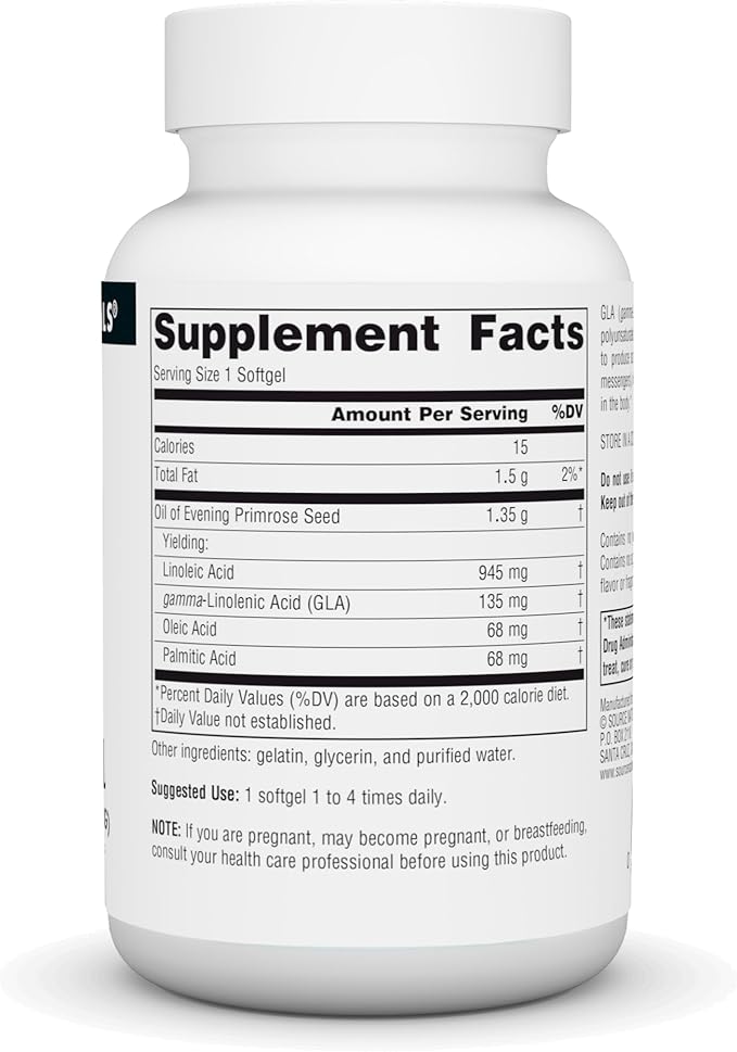 Source Naturals Evening Primrose Oil - Hexane-Free - 1350mg - GLA Yield: 135 mg - Cold-Pressed - 30 Softgels