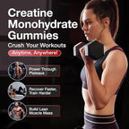 Creatine Gummies for Men & Women - Creatine Monohydrate Gummies 5g, Low Sugar Creatine Supplement for Muscle Builder, Energy Boost & Pre-Workout Supplement, Raspberry Flavor, 160 Gummies (2 Bottles)