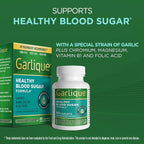 Garlique Garlic Extract Supplement, Healthy Blood Sugar Formula, Blood Sugar Support, 6000 mcg allicin, Odorless & Vegan, 60 Caplets