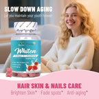 Skin Whiten Gummies, Contains Collagen & L-Glutathione, Support Brighten Skin, Fade Spots & Anti-Aging, 60 Count