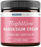 Magnum Solace Magnesium Lotion – Nighttime Magnesium Cream – Apply to Leg Muscles, Arms or Chest - Topical Magnesium Chloride – USA Made and Safe for Kids (Citrus Rose) 4 Fl Oz (Pack of 1)