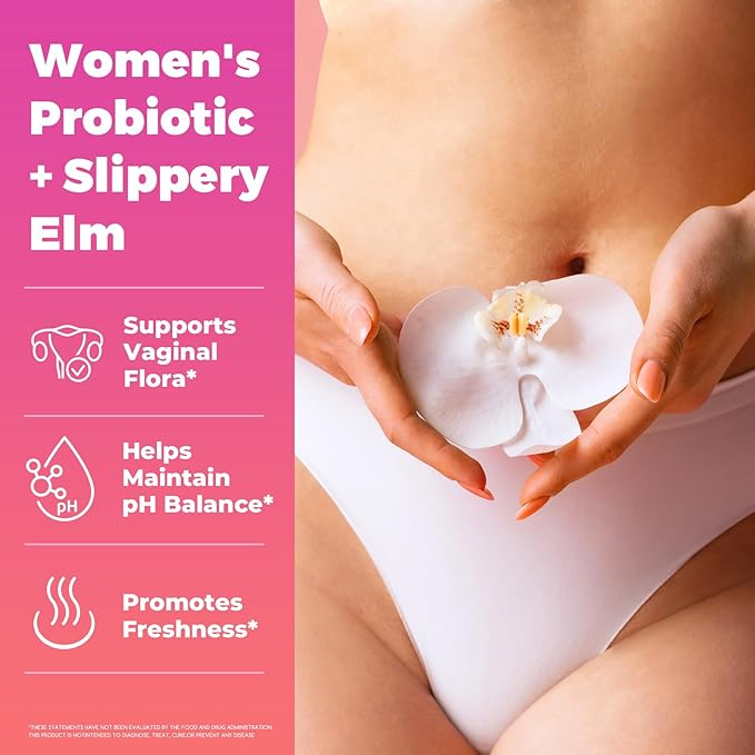 Probiotics for Women,Vaginal Probiotics Gummies for Digestive Health Feminine PH Balance,Gut Health Supplements with Slippery Elm & Prebiotics-60 Count