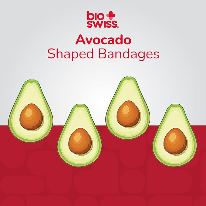 BioSwiss Bandages, Avocado Shaped Self Adhesive Bandage Set, Latex Free, Sterile Wound Care, 24 Count