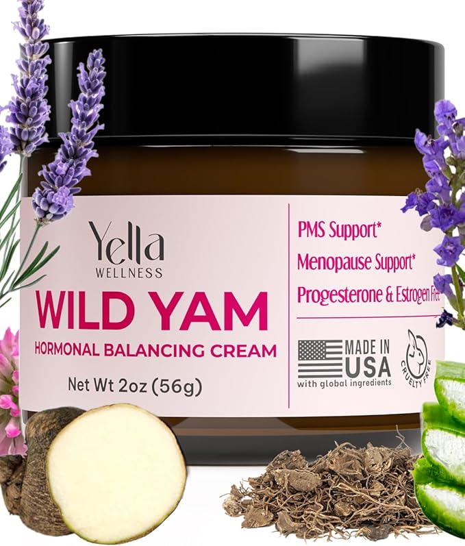 Wild Yam Cream for Hormone Balance – Progesterone Cream Alternative for PMS & Menopause Relief – Made with Organic Hormone Balancing Extracts - 2oz