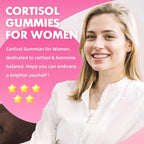 Cortisol Gummies for Women, Cortisol Supplements Gummies with Magnesium Ashwagandha Rhodiola Rosea and L-theanine Complex for Relaxation and Focus, Zzz Support, Raspberry Flavor, 60 Count