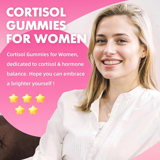 2 Pack Cortisol Gummies for Women, Cortisol Supplements Gummies with Magnesium Ashwagandha Rhodiola Rosea and L-theanine Complex for Relaxation and Zzz Support, Raspberry Flavor, 120 Count