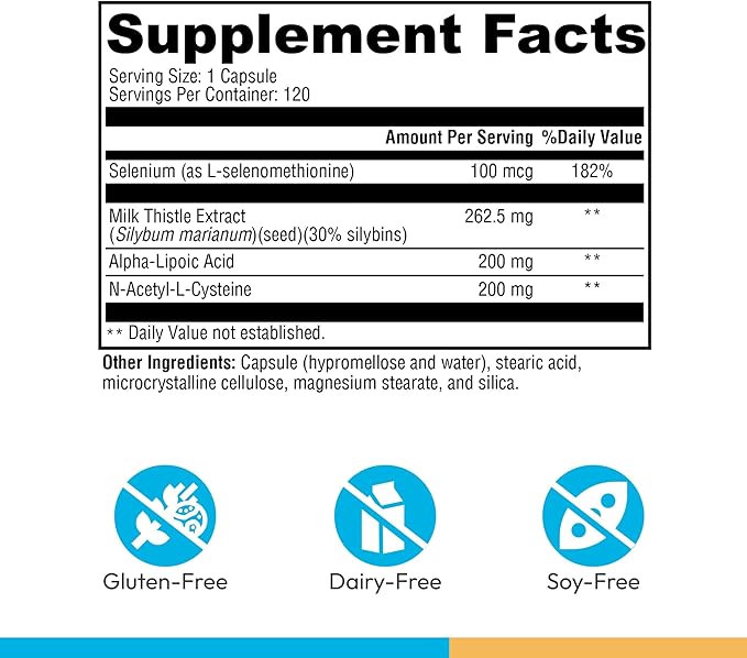XYMOGEN Liver Protect - Supports Liver Health + Glutathione Production - Milk Thistle Extract, ALA Alpha-Lipoic Acid, N-Acetyl-L-Cysteine, Selenium L-Selenomethionine (120 Capsules)