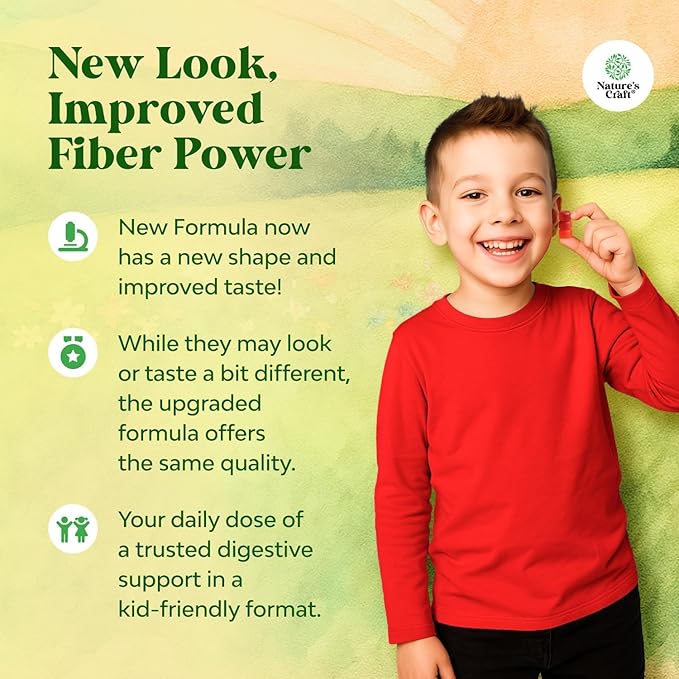 High Prebiotic Fiber Gummies for Kids - Dietary Fiber Supplements for Digestion & Constipation - Chicory Root Kids Immune Gummies - Non-GMO & Vegan Digestive Nutritional Supplements - 60 Count