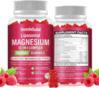 1 Pack Liposomal Magnesium Complex Gummies-as 12 Forms of Magnesium Citrate,Glycinate,Malate,Oxide,and More with Vitamin D3, B6,C, Ashwagandha & CoQ10 for Women and Men-Support Bone & Muscle 60 Cts