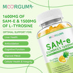SAM-e L-Tyrosine Gummies with NAC, CoQ10 & Vitamin B Complex, 1600mg SAM-e, 1500mg L-Tyrosine Supplement for Energy, Cellular Antioxidant Support, Emotional Well-Being Support, 60 Count