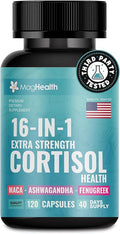 Cortisol Complex 16-in-1 Supplement for Women & Men | Stress Support Manager with Organic Ashwagandha, Maca Root, Rhodiola Rosea & Shilajit | Adaptogen Blend for Balance & Energy | 120 Capsules