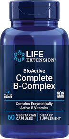 Life Extension BioActive Complete B-Complex, Heart, Brain and Nerve Support, Healthy Energy, Metabolism, Complete B Complex, 60 Vegetarian Capsules