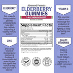 BioSchwartz Elderberry Gummies with Zinc and Vitamin C - Natural Immune Support for Adults & Kids - Black Sambucus Elderberries - Third-Party Tested, Non-GMO, Vegan Multimineral Supplement, 60 Count