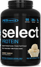 PEScience Select Protein Powder, Whey and Casein Blend, Lean Protein Powder for Women and Men, Low Calorie, Low Carb, Keto Friendly, Gluten Free, Gourmet Vanilla - 55 Servings