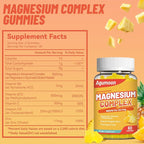 Magnesium Complex Gummies 800mg with Zinc & Vitamins B6, B12, C, D3, 60 Pineapple Gummies, High Absorption Glycinate, Citrate, Malate, Non-GMO, Gluten-Free