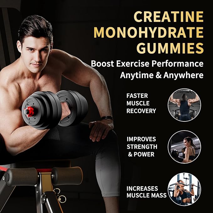 Creatine Monohydrate Gummies 5000mg for Men & Women - Sugar Free Pre-Workout Supplement, Chewables for Muscle Strength, Muscle Builder, Energy Boost, Mixed Berry Flavor, 120 Count (2 Pack)