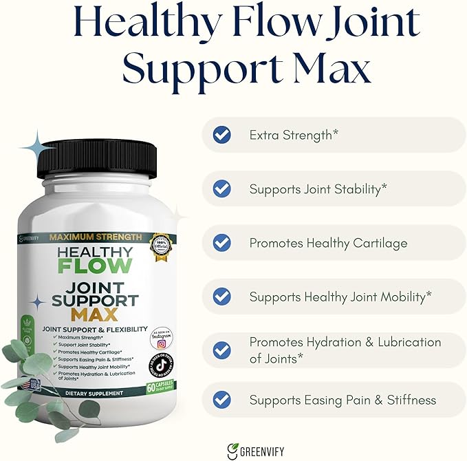 Healthy Flow Joint Support Max, 1500mg Glucosamine, 60 Capsules, Maximum Strength Joint Support Supplement (2)