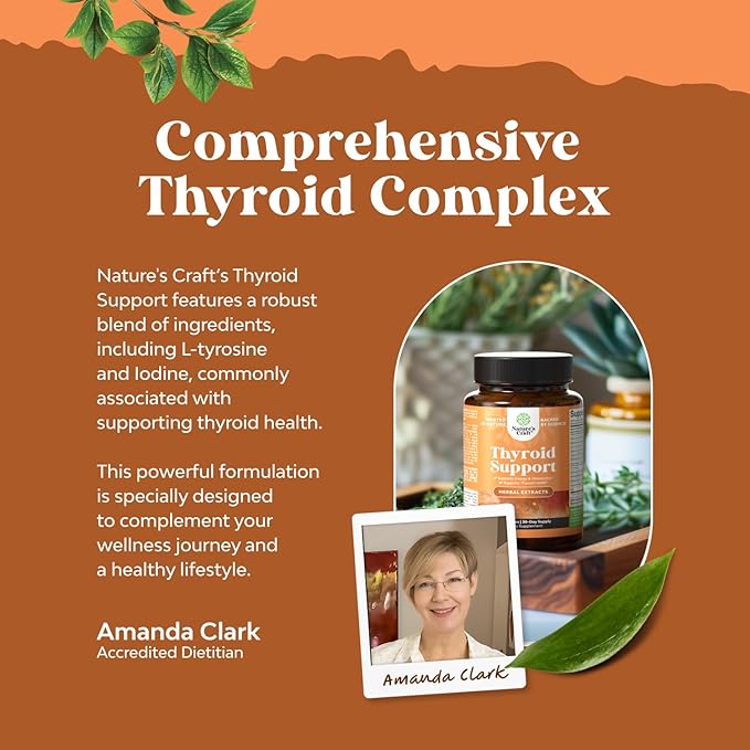 Herbal Thyroid Support Complex - Potent Kelp Iodine Supplement with L Tyrosine, Bladderwrack, Selenium & Pure Ashwagandha for Hormone Balance - Mood & Energy Dietary Pills - 60 Count