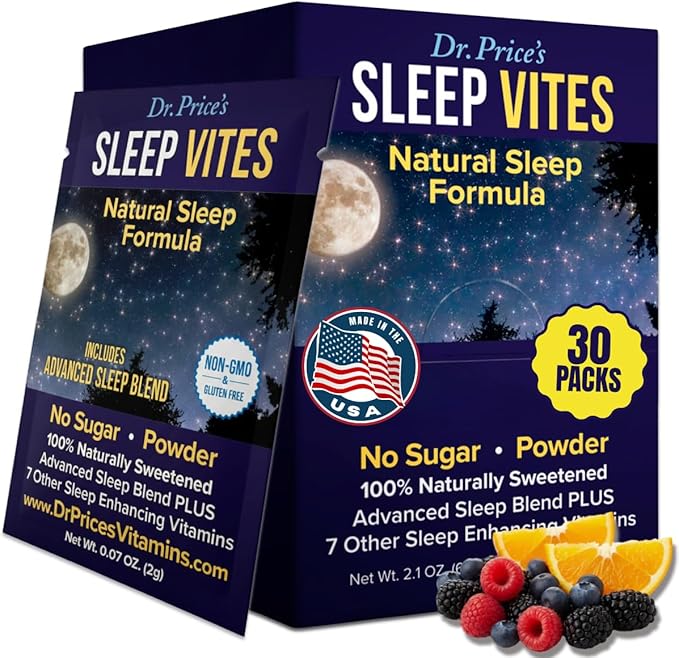 Dr. Price’s Natural Sleep Aid Powder – Berry-Citrus, 30 Packs | Sleep Powder Drink Mix with Magnesium, Microdose Melatonin & Tryptophan | Sleep Support for Adults | Doctor-Formulated, Made in USA