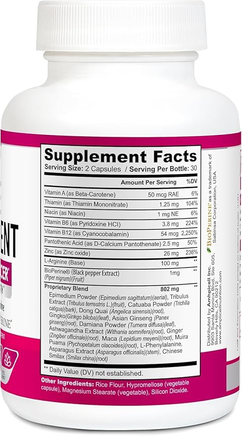 AMPLICELL Women’s Vitality & Libido Support – Hormone, Mood & Energy Balance with Maca, Dong Quai, Ginseng, Ashwagandha & Herbal Aphrodisiac Blend – 60 Capsules