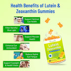 Eye Vitamins Lutein & Zeaxanthin Gummies, Sugar Free Eye Health Supplements with Bilberry, Astaxanthin - Support Blue Light, Visual Function and Macular Health - Mango Flavored, 60 Count