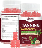60 Count Bronze Bites Tanning Gummies for Women that Work Fast Without Sun, Self Tan Daily Chews Gummy with Beta Carotene Astaxanthin Lycopene zinc (Citrate) Vitamins for Skin Health