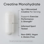 Sports Research® Creatine Monohydrate Capsules - Supports Workout Recovery, Lean Muscle gain, Performance and Strength* - Non-GMO, Vegan Certified - 5g per Servings - 30 Servings