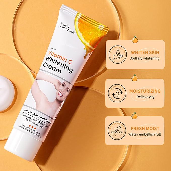 Vitamin C Skin Whitening Cream,Dark Spot Remover for Face,Skin Lightening Cream for Intimate Areas,Neck,Armpit,Elbow, Inner Thigh and Knees,Improve Underarm Dullness Odor