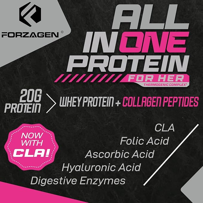 Forzagen All in One Protein for Her, Protein Powder for Women with Collagen Peptides (2 Pound (Pack of 1), Matcha Latte)