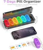 𝐏𝐢𝐥𝐥 𝐎𝐫𝐠𝐚𝐧𝐢𝐳𝐞𝐫, Am & Pm Pill Organizer 7 Days, Weekly Pill Organinzer 2 Times a Day, Pill Box 7 Day, Medicine Pill Organizer for Travel, Vitamins, Fish Oils, Supplements