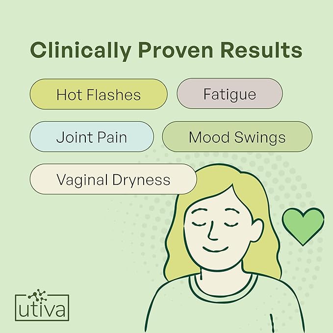 UTIVA Menopause Relief | Hormone-Free Menopause Support | Natural Multi-Symptom Relief | Helps Reduce Hot Flashes & Night Sweats | Mood Balance & Joint Support | Estrogen Free, 30 Vegi Capsules