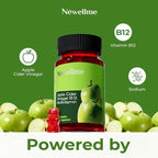 NEWELLME Sugar-Free Apple Cider Vinegar Gummies for Metabolism - 1000mg ACV with The Mother & Vitamin B12 for Energy Support - Vegan, Gluten-Free, 30 Counts