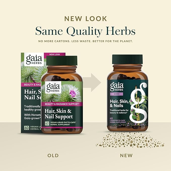 Gaia Herbs Hair, Skin & Nails - Supplement to Support Healthy Skin, Hair & Nail Health* - Astaxanthin, Horsetail, Gotu Kola & Burdock - 60 Vegan Liquid Phyto-Capsules (30 Servings)
