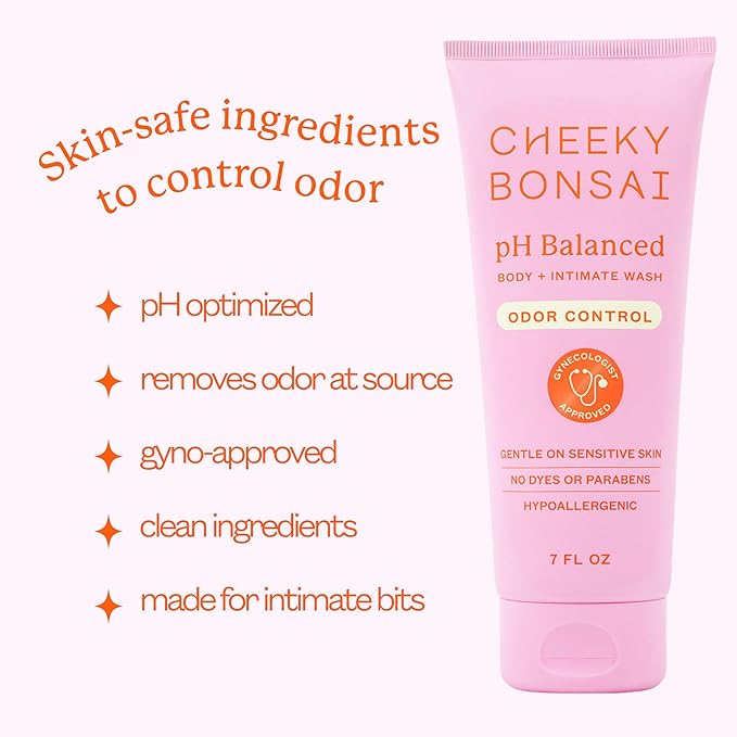 Cheeky Bonsai pH Balanced Feminine Wash for Women - Removes Odor - Gentle on Sensitive Skin - No Dyes or Parabens - Hypoallergenic - Gynecologist Approved (7 Ounces)