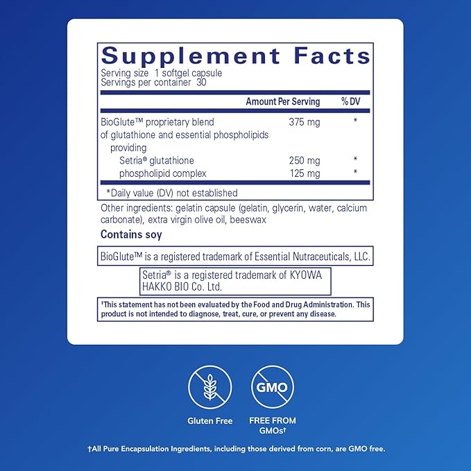 Pure Encapsulations Liposomal Glutathione - Immune Support & Liver Detox* - Antioxidant Protection - with Setria Glutathione - Non-GMO - 30 Softgel Capsules