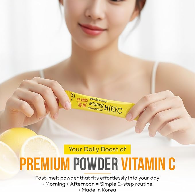 MOHNIC] 200 Sticks Korean Vitamin C Powder with B2, Lemon Flavor, VIT C Packets, Natural C Blend, Super C Mix, Sufficient-C Style, Pure C Blend from Korean Supplements