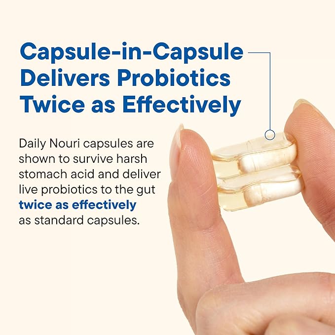 Daily Nouri Weight Support Probiotics for Women & Men | Metabolism + Digestive Support | 3 Clinically Studied Strains | 30-Day Supply
