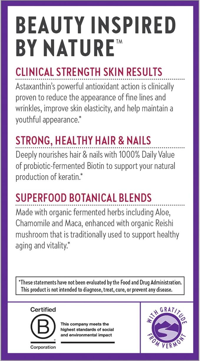 New Chapter Hair Skin & Nails Vitamins with Fermented Biotin+astaxanthin Vegetarian Capsule, 30 Count (Pack of 1)
