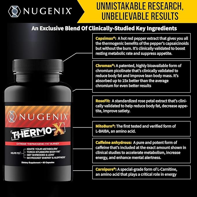 Nugenix Thermo-X: Thermogenic Fat Burner Supplement for Men, Extreme Metabolic Accelerator, 60 Count