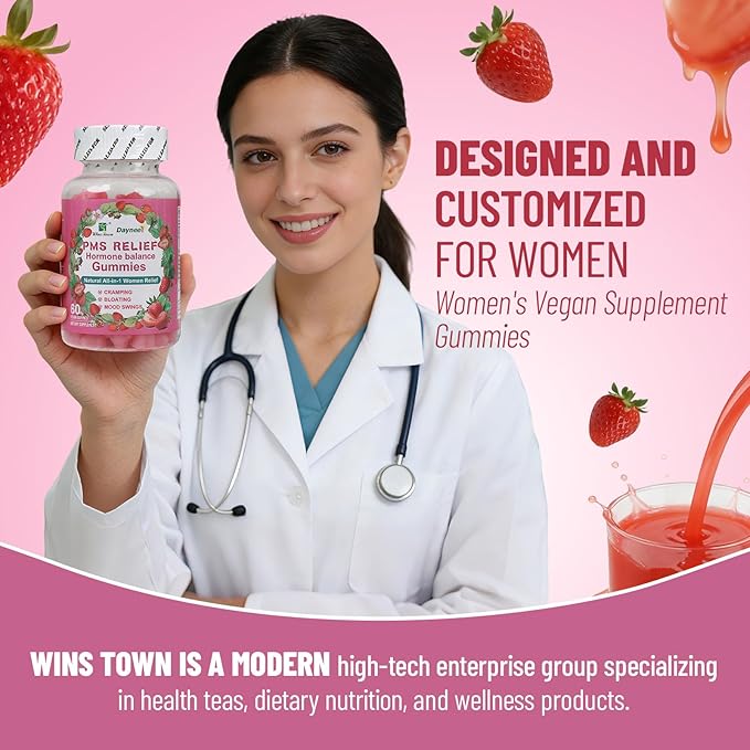 PMS Relief Hormone Balance Gummies, Menstrual Cramp Relief & Menopausal Support, 60 Count