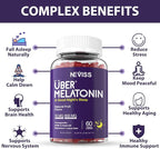 Melatonin Gummies 10mg 20mg for Adults, Melatonin 10 mg per Gummy with Ashwagandha, Magnesium Glycinate, GABA, L-theanine, Valerian Root & Lemon Balm, Rest Support Supplement, Grape Flavor, 2-Pack